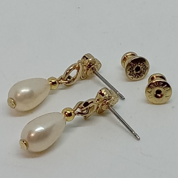 👍 5 for $20 vintage Marvella rhinestone & faux pearl drop earrings on card - Picture 5 of 5